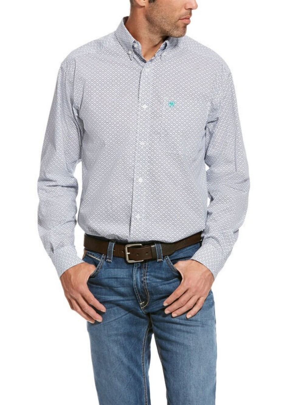Ariat Men's Blue Micro-Print Button-Down Shirt